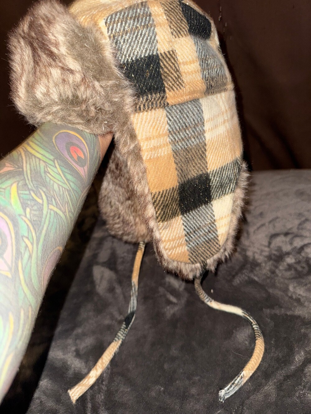 Big Buddha Winter Trapper Hat Plaid Faux Fur Ear Flap Hat
